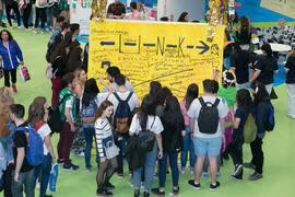 Estand de Link by UMA-ATech. Jornadas de Puertas Abiertas de la Universidad de Málaga. Complejo Polideportivo Universitario. Abril de 2018