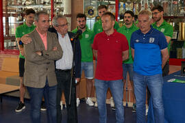 Intervención de José Ángel Narváez. Entrega de la Copa del Rey de fútbol sala de BeSoccer UMA Antequera a la Universidad. Complejo Polideportivo Universitario. Mayo de 2022