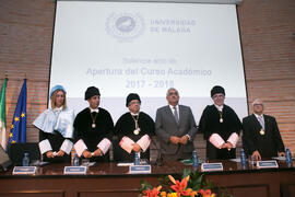 Mesa presidencial. Apertura del Curso Académico 2017/2018 de la Universidad de Málaga. Salón de actos de la Facultad de Turismo. Septiembre de 2017