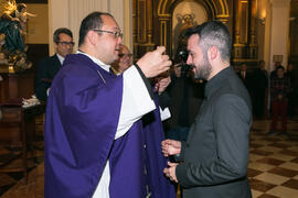 Entrega de medallas de la Cofradía de los Estudiantes. Misa de Lunes Santo. Iglesia de San Agustín. Marzo de 2018