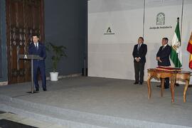Discurso de Juan Manuel Moreno Bonilla. Toma de posesión de D. Teodomiro López Navarrete como Rector de la Universidad de Málaga. Palacio de San Telmo, Sevilla. Febrero de 2024