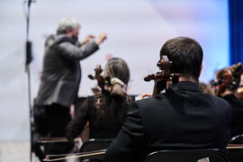 Chelista. Concierto de Bandas Sonoras de la 31 edición de Fancine de la Universidad de Málaga. Auditorio de la Escuela Técnica de Ingeniería de Telecomunicaciones e Informática. Noviembre de 2021