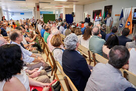 Inauguración del mural de Ángel Idígoras en la Facultad de Ciencias Económicas y Empresariales de la Universidad de Málaga. Campus de El Ejido. Junio de 2022