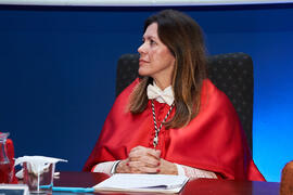 Elsa Marina Álvarez González. Investidura de Andrea Goldsmith como doctora "Honoris Causa" por la Escuela Técnica Superior de Ingeniería de Telecomunicación de la Universidad de Málaga. Paraninfo. Octubre de 2024