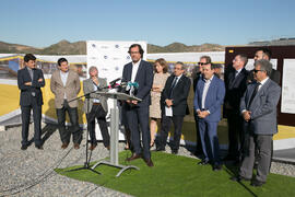 Intervención del arquitecto Eduardo Pérez Gómez. Colocación de la primera piedra de la nueva Facultad de Psicología. Campus de Teatinos. Noviembre de 2017
