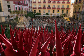 Acto de la Hermandad de los Estudiantes en la Catedral. Plaza del Obispo, Málaga. Marzo de 2018