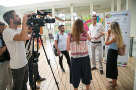 Entrevista a Eduardo Madina en photocall. Cursos de Verano de la Universidad de Málaga. Edificio del Rectorado. Julio de 2018