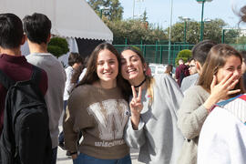 Alumnas en las Jornadas de Puertas Abiertas de la Universidad de Málaga. Complejo Polideportivo Universitario. Marzo de 2017
