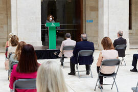 Intervención de Mariluz Reguero. Inauguración de la exposición "Eugenio Chicano Siempre". Museo de Málaga. Mayo de 2021