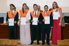Grupo de alumnos en su graduación de Máster de la Facultad de Ciencias Económicas y Empresariales de la Universidad de Málaga. Paraninfo. Mayo de 2017