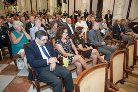 Asistentes al nombramiento de Eugenio Chicano como miembro de la Real Academia de Bellas Artes de San Telmo. Salón de los Espejos, Ayuntamiento de Málaga. Septiembre de 2016