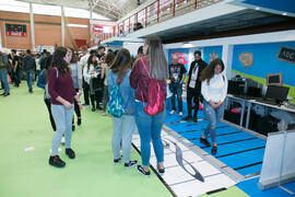 Estand de Investigación y Transferencia. Jornadas de Puertas Abiertas de la Universidad de Málaga. Complejo Polideportivo Universitario. Abril de 2018