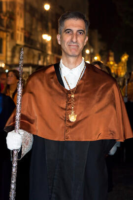 Juan Jesús Fernández Loano en la Estación de Penitencia de la Hermandad de los Estudiantes. Málaga. Marzo de 2015