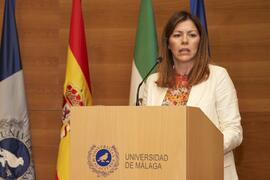Elsa Marina Álvarez. Toma de posesión de los nuevos vicerrectores adjuntos y personal asesor de la Universidad de Málaga. Edificio del Rectorado. Abril de 2024