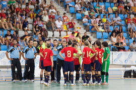 Partido España contra Rusia. 14º Campeonato del Mundo Universitario de Fútbol Sala 2014 (FUTSAL). Antequera. Julio de 2014