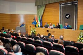 Investidura como Doctor "Honoris Causa" de Miguel Delibes de Castro por la Facultad de Ciencias de la Universidad de Málaga. Rectorado. Junio de 2014
