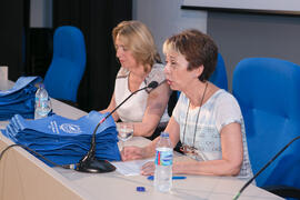 Isabel Jiménez. Graduación y clausura del curso del Aula de Mayores de la Universidad de Málaga. Campus de Teatinos. Junio de 2018