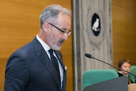 Miguel Porras Fernández. Investidura como Doctor "Honoris Causa" de Heliodoro Carpintero Capell por la Facultad de Psicología de la Universidad de Málaga. Edificio del Rectorado. Mayo de 2019