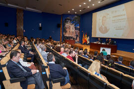 Conferencia de Pablo Hernández de Cos en la Facultad de Ciencias Económicas y Empresariales de la Universidad de Málaga. Paraninfo. Octubre de 2022