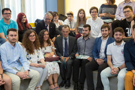 Alumnos con el ministro Pedro Duque en su visita al edificio The Green Ray. Campus de Teatinos. Junio de 2018