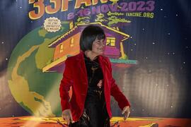 Tecla Lumbreras en photocall. Gala de Inauguración de la 33ª edición de Fancine de la Universidad de Málaga. Cine Albéniz. Noviembre de 2023