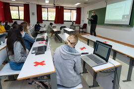 Aula de la Facultad de Ciencias de la Comunicación de la Universidad de Málaga. Campus de Teatinos. Octubre de 2020