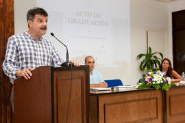 Intervención de Gaspar Garrote. Graduación en el CIE de la Universidad de Málaga. Centro Internacional de Español. Agosto de 2014