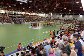 Saludo inicial. Partido Rusia contra Brasil. 14º Campeonato del Mundo Universitario de Fútbol Sala 2014 (FUTSAL). Antequera. Julio de 2014