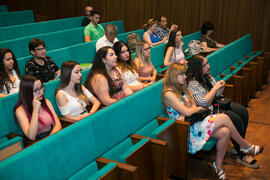 Asistentes a la conferencia de Xavi Martínez "Radio musical y talent show en televisión" del curso "Periodismo y comunicación". Cursos de Verano de la Universidad de Málaga. Ronda. Julio de 2018