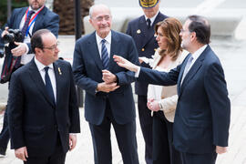 François Hollande, Francisco de la Torre, Susana Díaz y Mariano Rajoy. XXV Cumbre Hispano-Francesa. Edificio del Rectorado. Febrero de 2017