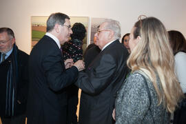 Elías de Mateo y Eugenio Chicano tras la inauguración de su exposición "Paisajes Andaluces". Museo del Patrimonio Municipal. Diciembre de 2016