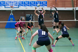 Partido femenino Universidad de Málaga - Universidad de A Coruña. Campeonato de España Universitario de Voleibol. Complejo Polideportivo Universitario. Abril de 2018