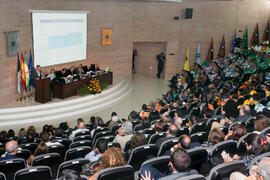 Intervención de Miguel Porras en la Apertura del Curso Académico 2017/2018 de la Universidad de Málaga. Salón de actos de la Facultad de Turismo. Septiembre de 2017