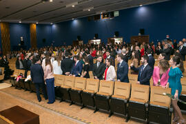 Entrada del alumnado. Graduación de Másters de la Facultad de Ciencias Económicas y Empresariales de la Universidad de Málaga. Paraninfo. Abril de 2018