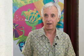 Kiko Veneno en photocall. Curso "Tres generaciones de la música Pop española". Cursos de Verano de la Universidad de Málaga. Málaga. Julio de 2018