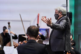 Miguel Romea dirige el Concierto de Bandas Sonoras de la 31 edición de Fancine de la Universidad de Málaga. Auditorio de la Escuela Técnica de Ingeniería de Telecomunicaciones e Informática. Noviembre de 2021