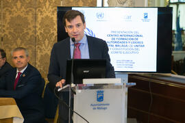 Intervención de Camino Pinzón. Presentación del Centro Internacional de Autoridades y Líderes. Ayuntamiento de Málaga. Julio de 2018
