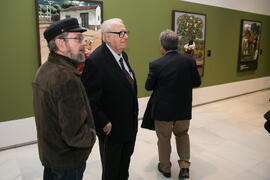 Eugenio Chicano en la inauguración de su exposición "Aguatintas por Seguiriyas". Palacio Episcopal de Málaga. Enero de 2019