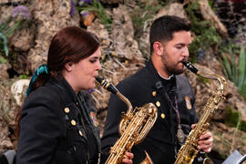 Actuación de quinteto de viento metal en la Casa Hermandad de la Archicofradía del Paso y la Esperanza. Málaga. Marzo de 2021