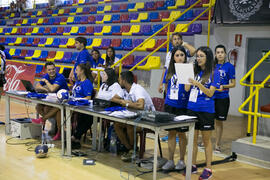 Oficiales de mesa. Partido Universidad del Miño - Universidad de Málaga. Categoría masculina. Campeonato Europeo Universitario de Balonmano. Antequera. Julio de 2017