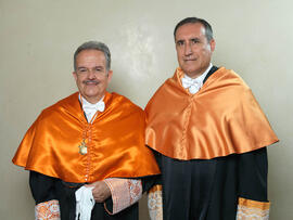 Retratos de D. Juan Ramón Cuadrado Roura como Doctor "Honoris Causa" por la Universidad de Málaga. Junio de 2009