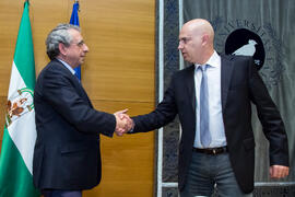 Toma de Posesión de Enrique Sanmiguel Rojas como nuevo profesor titular del Departamento de Ingeniería Mecánica, Térmica y de Fluidos de la Universidad de Málaga. Edificio del Rectorado. Febrero de 2018