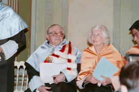 Investidura como Doctores "Honoris Causa" de D. Manuel Albar y D.ª Marjorice Grice-Hutchinson por la Universidad de Málaga. Teatro María Cristina. Enero de 1992