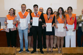 Grupo de alumnos en su graduación de Máster de la Facultad de Ciencias Económicas y Empresariales de la Universidad de Málaga. Paraninfo. Mayo de 2017