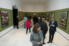 Ambiente en la inauguración de la exposición "Aguatintas por Seguiriyas", de Eugenio Chicano. Palacio Episcopal de Málaga. Enero de 2019
