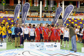 Medalla de oro para Rusia. Acto de clausura y entrega de medallas. 14º Campeonato del Mundo Universitario de Fútbol Sala 2014 (FUTSAL). Antequera. Julio de 2014