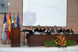 Intervención de Miguel Porras en la Apertura del Curso Académico 2017/2018 de la Universidad de Málaga. Salón de actos de la Facultad de Turismo. Septiembre de 2017