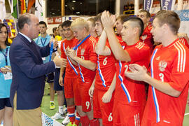 Medalla de oro para Rusia. Acto de clausura y entrega de medallas. 14º Campeonato del Mundo Universitario de Fútbol Sala 2014 (FUTSAL). Antequera. Julio de 2014