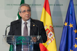 José Ángel Narváez en su toma de posesión como Rector de la Universidad de Málaga. Palacio de San Telmo, Sevilla. Enero de 2016