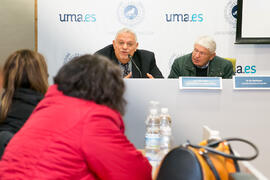 Eliseo Colón y Rafael Alonso. Jornada "Situación actual de Puerto Rico. Cooperación internacional y oportunidades de negocio en la isla". Edificio del Rectorado. Diciembre de 2017